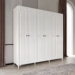 GuneyStore Roma 6 Kapaklı Komple MDF Beyaz Gardırop