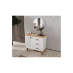 Guneystore Rosa Komple Mdf Atlantik Çam - Beyaz Aynalı Şifonyer - Ücretsiz Montaj