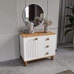 Guneystore Rosa Komple Mdf Atlantik Çam - Beyaz Aynalı Şifonyer