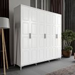 GuneyStore Safir 6 Kapaklı Komple MDF Beyaz Gardırop