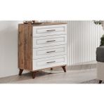 Guneystore Sport 4 Çekmeceli Komple Mdf Atlantik Çam Beyaz Şifonyer - Atlantik Çam - Beyaz