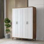 GuneyStore Sport 4 Kapaklı Atlantik Çam Beyaz Gardırop