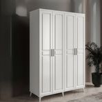 GuneyStore Sport 4 Kapaklı Komple Mdf Beyaz Gardırop