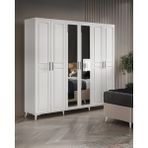 GuneyStore Sport 6 Kapaklı Aynalı Beyaz Gardırop