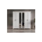 GuneyStore Sport 6 Kapaklı Aynalı Komple Mdf Beyaz Gardırop