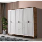 GuneyStore Sport 6 Kapaklı Komple Mdf Atlantik Çam Beyaz Gardırop