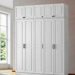 GuneyStore Sport Komple MDF 5 Kapaklı Yüklüklü Beyaz Gardırop