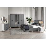 GuneyStore Ücretsiz Montaj - %100 MDF - Gözde Komple Mdf Antrasit-Beyaz Yatak Odası Takımı - Antrasit - Beyaz