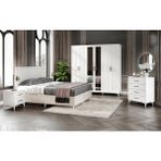 GuneyStore Ücretsiz Montaj - %100 MDF Paris 6 Kapaklı Beyaz Yatak Odası Takımı Bazalı