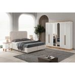 GuneyStore Ücretsiz Montaj - 100% MDF Rosa 6 Kapaklı Yatak Odası Takımı - MDF Dolap - Elbise Dolabı - Atlantik Çam - Beyaz