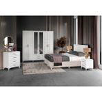 GuneyStore Ücretsiz Montaj - %100 MDF Sanat 6 Kapaklı Komple Mdf Beyaz Yatak Odası Takımı