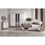 GuneyStore Ücretsiz Montaj -%100 MDF Sport 6 Kapaklı Atlantik Çam-Beyaz Yatak Odası Takımı (Bazalı) - Atlantik Çam - Beyaz