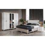 GuneyStore Ücretsiz Montaj - %100 MDF Sport 6 Kapaklı Beyaz Yatak Odası Takımı Baza Dahil
