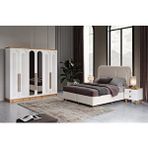 GuneyStore Ücretsiz Montaj - Flora 6 Kapaklı Komple Mdf Yatak Odası Takımı - Baza Dahil