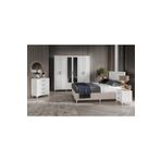 GuneyStore Ücretsiz Montaj Gözde 6 Kapaklı Komple Mdf Beyaz Yatak Odası Takımı