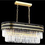 Gunkes 1017-70X30 -Kristal Cam Taşlı 70X30 Cm Siyah Yaldız 6'lı Yemek Masası Üstü Lüks Avize