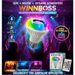Gunkes Bluetooth Hoparlörlü LED Ampul | Kumandalı Renkli Işık + Müzik Çalar | Rgb Işık Efektli Akıllı Ampul - 1 - 10 W - Açık Sarı