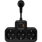 GUNKES Çoklu Kablolu Priz Yüksek Gerilim Korumalı 3'lü Priz 1x USB 2x Type-C Çıkışlı Grup Priz Çoğaltıcı - Siyah
