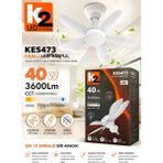 GUNKES K2 LED Systems KES473 Fanlı LED Ampul 40W 3600LM E27 Uzaktan Kumandalı 3 Renk Modlu 6 Kanat Sessiz Tavan Vantilatörü - Çok Renkli