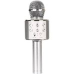Gunkes Karaoke Mikrofon Bluetooth USB Aux Sd Kart Giriş Hoparlör - Gümüş