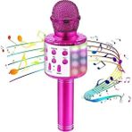Gunkes Karaoke Mikrofon Bluetooth USB Aux Sd Kart Giriş Hoparlör - Pembe