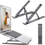 Gunkes Katlanabilir Laptop Standı, Metal Dizüstü Bilgisayar Standı, Macbook, Notebook, 10-17 Inç Laptop Uyumlu, Taşınabilir Ergonomik Gümüş Bilgisayar Standı
