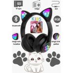 Gunkes Kedi Kulaklık Rgb Işıklı Bluetooth 5.0 Kulaklık Kablosuz Extra Bass Kart Girişli Cat Mikrofonlu STN28 - Siyah