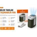 GUNKES Klipsli Bel Fanı Mini Şarjlı Fan Kamp Yürüyüş Iş Için Taşınabilir Soğutucu - Siyah