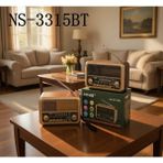 Gunkes Nns NS-3315BT Taşınabilir Nostaljik Radyo Bluetooth Hoparlör Mp3 Çalar - Kahverengi