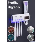 gunkes Otomatik Diş Macunu Sıkacağı Ve Sterilizatö 4 Adet Diş Fırçası Tutuculu