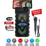 Gunkes Outdoor Parti Hoparlörü Bluetooth Hoparlör 3 Inç × 2 Kablosuz Speaker Ses Bombası Radyo-Usb-Tf Giriş - Siyah