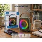 GUNKES Rgb Light Up Bluetooth Hoparlör Taşınabilir Rgb Işıklı Kablosuz Speaker Fm Radyolu USB Girişli Şarjlı Mini Ses Sistemi - Bej