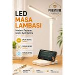 GUNKES Şarjlı LED Masa Üstü Lambası 3 Renk Dokunmatik Standlı Çocuk Ders Kitap Çalışma Okuma Işığı Gece - Beyaz