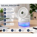 GUNKES SGD-168 Spreyli Katlanabilir Masaüstü Vantilatör Nemlendirici USB Şarjlı 3 Kademeli Taşınabilir Mini Fan LED Işıklı - Beyaz