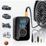 GUNKES Taşınabilir Hava Kompresörü Powerbank Özellikli Dijital Ekranlı Şarjlı Lastik Şişirme Pompası 5200MAH - Siyah