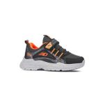 Günlük Kız - Erkek Çocuk Sneaker Lastik Bağcıklı Cırtlı Hafif Spor Ayakkabı 0013 (Füme - Turuncu)