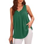 Günlük O-Boyun Pilili Kolsuz Bluz, Kızın Yaz İçin Çiçekli Zarif Kolsuz Kolsuz Bluzu (XL)