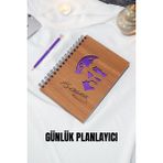 Günlük Planlama Defteri-Mustafa Kemal Atatürk Ahşap Kapak Plan Defteri - Süresiz Ajanda (Ceviz) A5