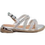 Günlük Taşlı Kadın Sandalet - Silver