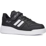 Günlük Unisex Çocuk Sneaker Bağcıklı Ve Cırtlı Hafif Kaymaz Taban Rahat Spor Ayakkabı 100 Siyah- Beyaz