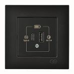 Günsan Elektrik Günsan Eqona Metalik Siyah Şarj Prizi 20w Qc3.0 Pd Type-c + Usb Çift Çıkışlı