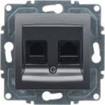 Günsan Elektrik Günsan Visage Füme Data + Nümeris Telefon Prizi (RJ45 CAT5E + Cat3)