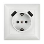 Günsan Elektrik Visage 2 USB Çıkışlı Çocuk Korumalı Topraklı Priz, 5V, 2.4A, Beyaz