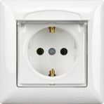 Günsan Elektrik Visage Beyaz Kapaklı Topraklı Priz + Çerçeve