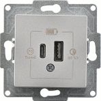 Günsan Eqona Gümüş 2 Çıkışlı 20W Type-A Type-C Mekanizma USB Şarj Prizi