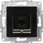 Günsan EQONA RJ45 CAT5E + CAT3 Mat Siyah Data Nümeris Telefon Prizi