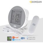 Gunsan Günsan Akıllı Wifi Sıcaklık & Nem Sensörü + Akıllı Wifi Su Kaçağı Dedektörü (Kablolu) Tuya & Smart Life Uyumlu - 2li Paket - Beyaz