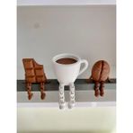 Günyan Store Sevimli Kahve Köşesi 3'lü Biblo Seti - 3'lü set - Kahverengi - Beyaz