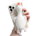 Guppy iPhone 15 Pro Kılıf, Karikatür Sevimli Yumuşacık 3D Parmak Tutam Ördek Komik Sıkma Duyusal Stres Rahatlatıcı Dekompresyon Yumuşak Tampon Darbeye Dayanıklı Koruyucu Kılıf 6,1 inç - Beyaz