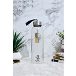 GUPSE Kişiye Özel Woman Line Art Tasarımlı Cam Su Şişesi & Matara Siyah Kılıf Hediyeli
